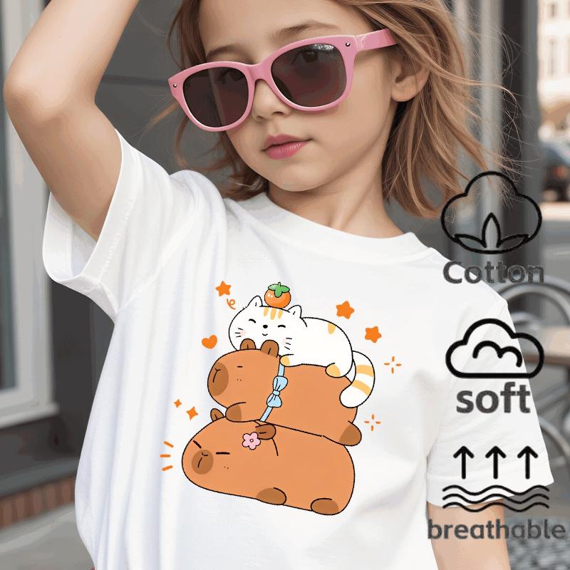 Cute Cat And Bear Stack With Orange And Flower