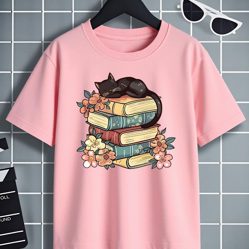 Sleeping Black Cat On Stacked Books