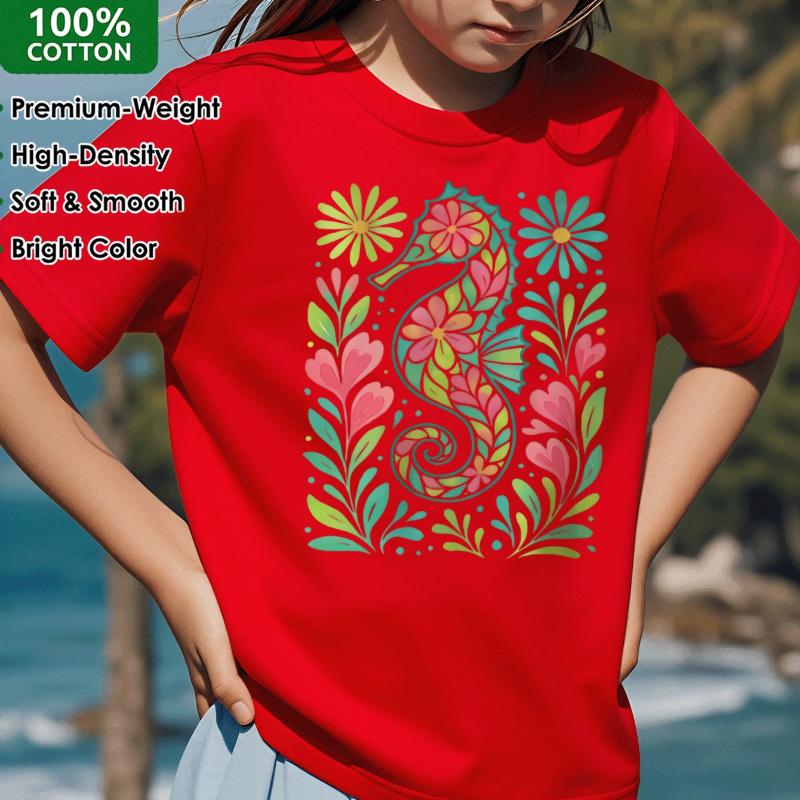 Colorful Seahorse Floral Pattern