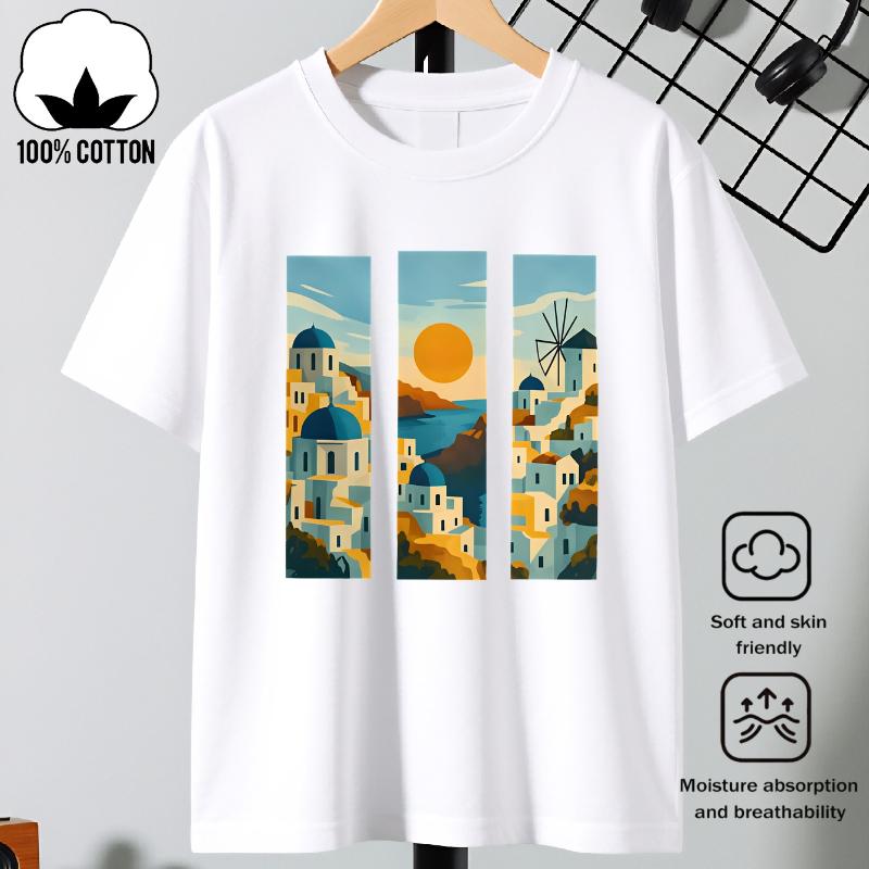 Santorini Greece Triptych Travel Poster