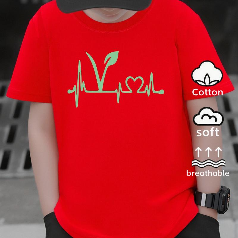 Heartbeat Line With Leaf And Heart