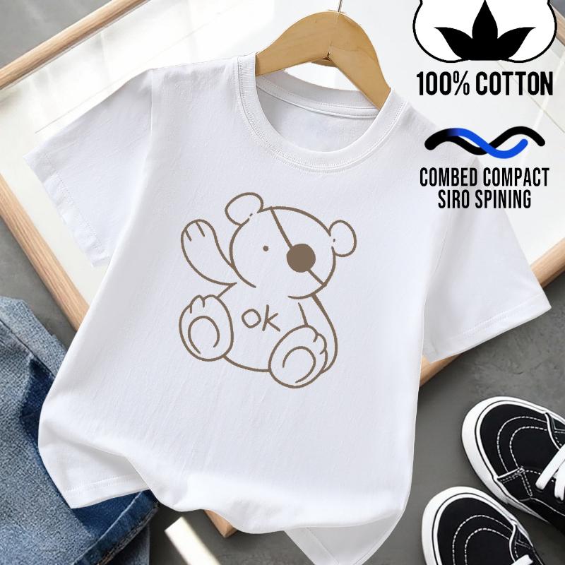 Cute Bear With Ok Text Print
