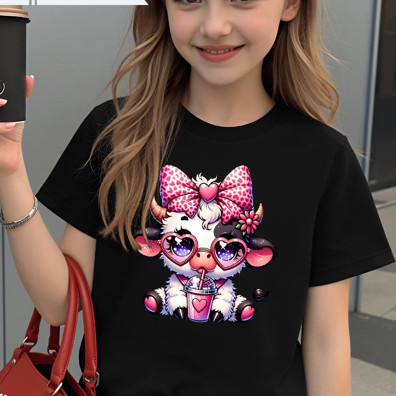Cute Cow Heart Glasses Pink Bow Drink