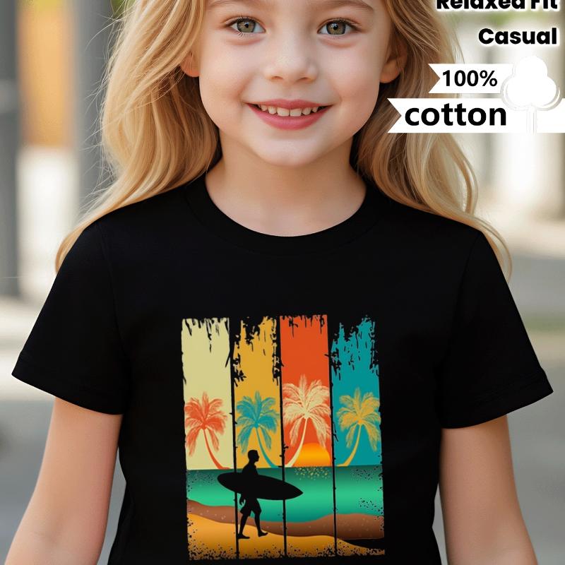 Surfer Palm Tree Sunset Beach Ocean
